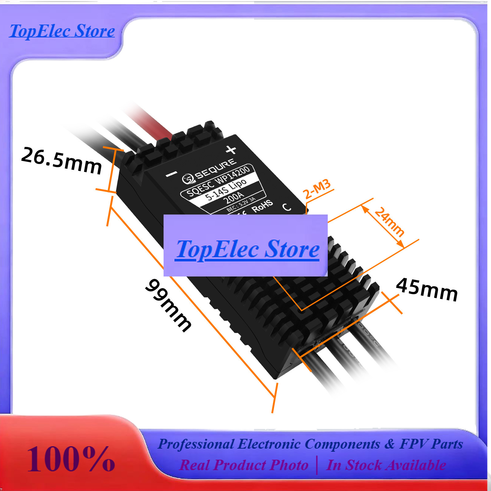 TopESSEQURE WP14200 وحدة تحكم  - مراجعة Efoil Esc 200A Waterproof وسعره
